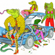 Illustration for article titled Crazy lizard-folk + a DeLorean? Yes, please.